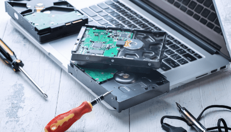 computer being taken apart